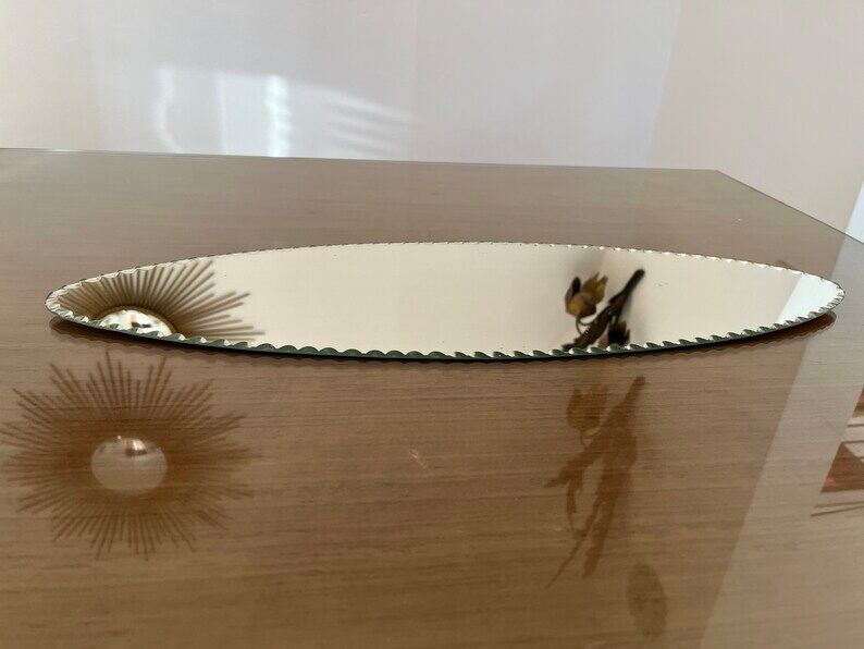 Beveled oval mirror to pose art deco 40s 50s 15x55cm