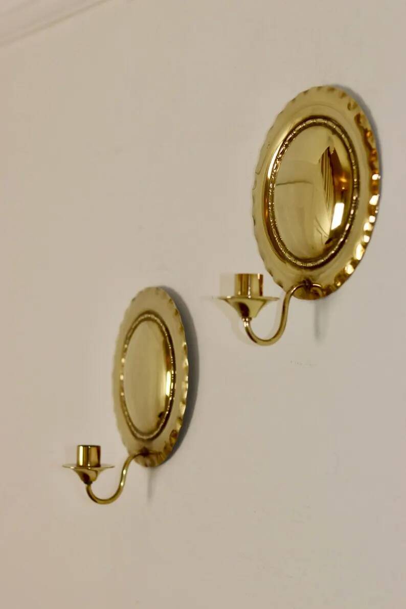 Pair Of Mid Century Swedish Brass Sconces