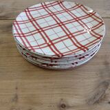 5 old checkered flat plates