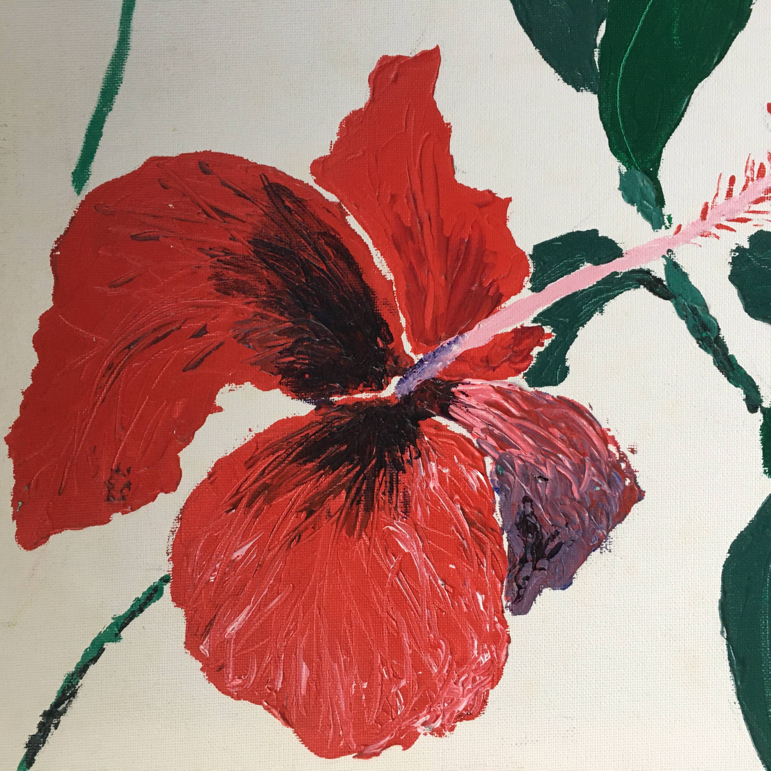Tableau fleur exotique rouge