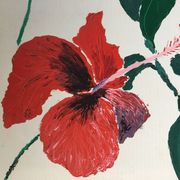 Red exotic flower painting
