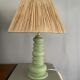 Lampe vintage pastel abat-jour raphia