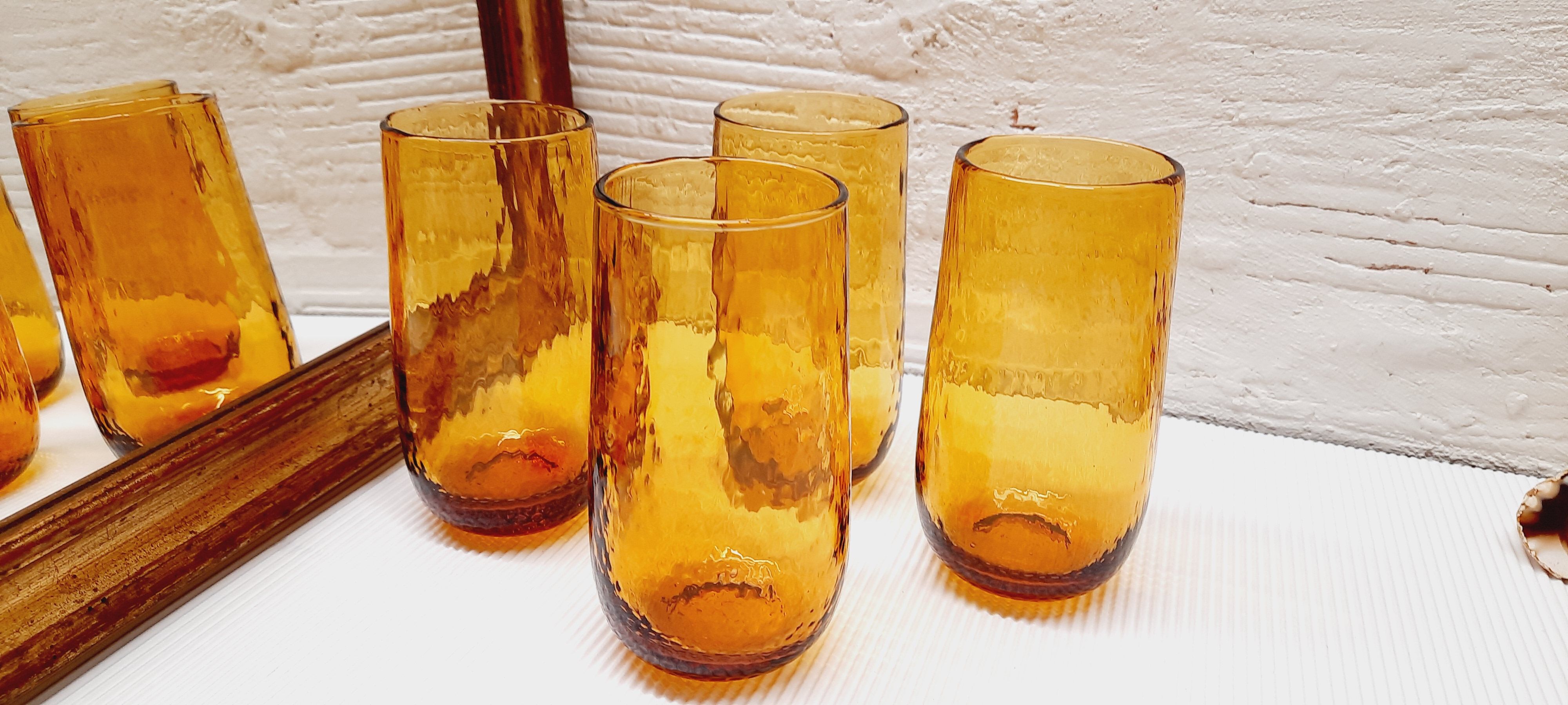 Set 4 amber orangeade glasses