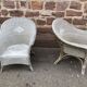 2 vintage grey rattan armchairs from the 60s