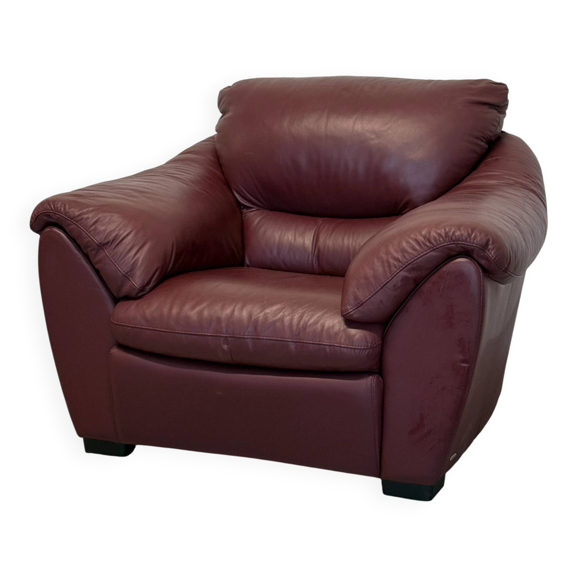 Burgundy leather armchair Natuzzi