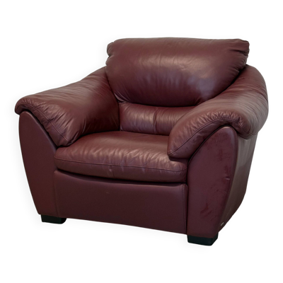 Fauteuil en cuir bordeaux Natuzzi