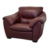 Burgundy leather armchair Natuzzi