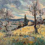 Mediterranean landscape signed