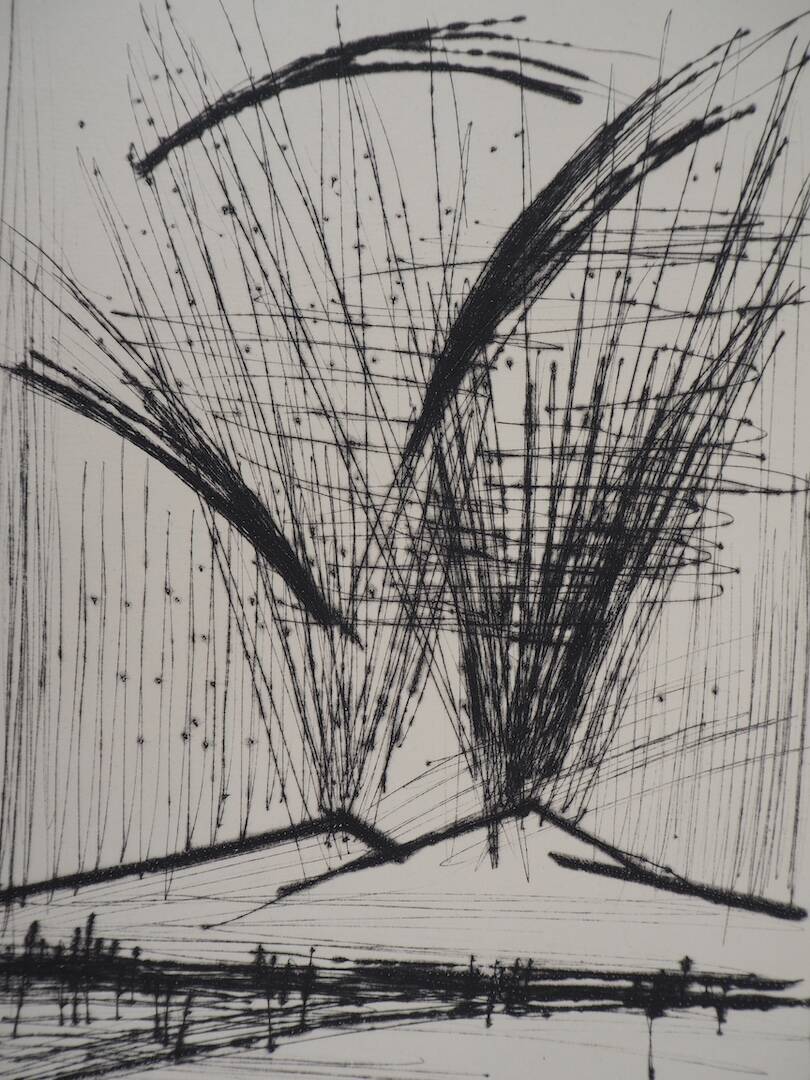 Bernard Buffet: Mount Vesuvius - Original engraving