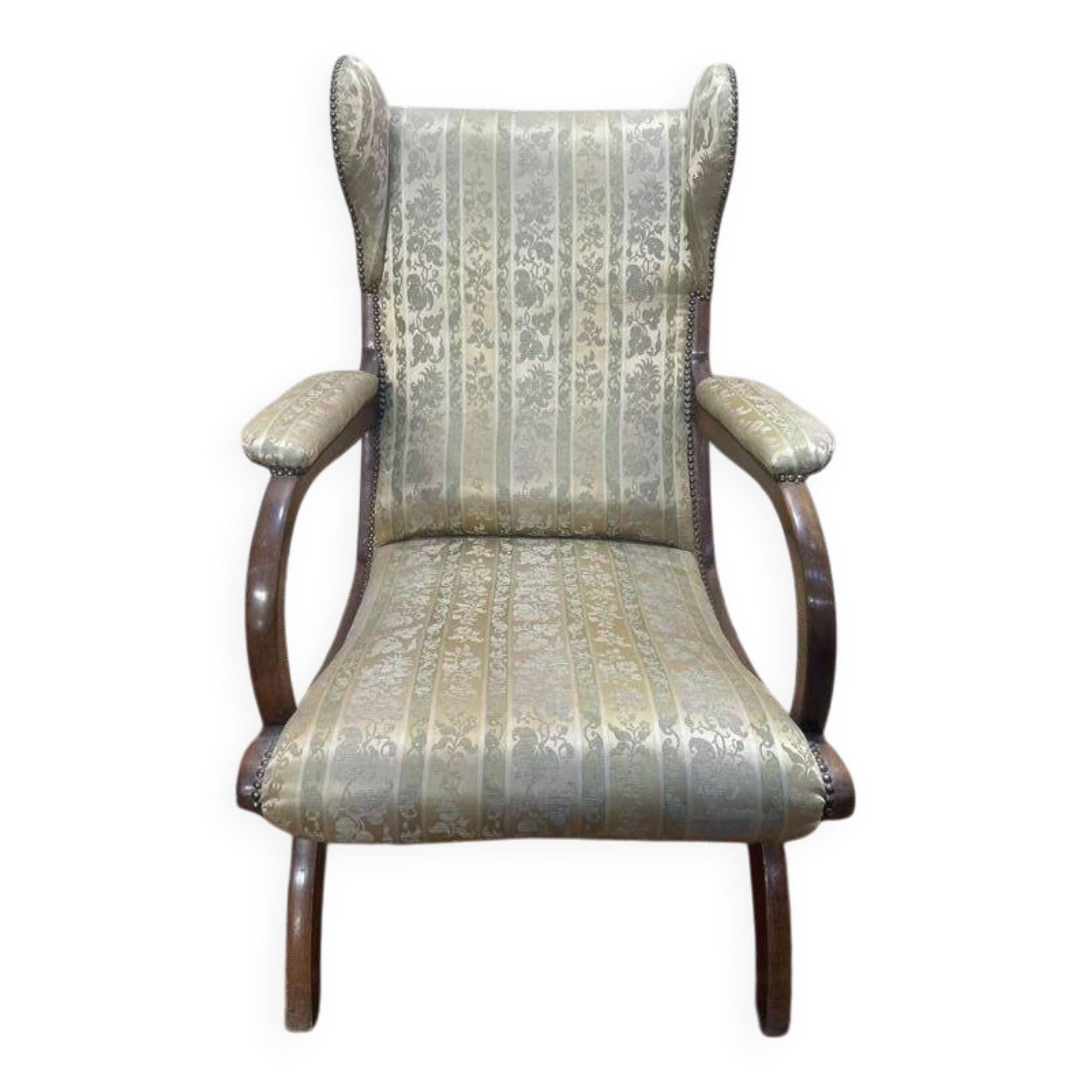 Fauteuil anglais en acajou à oreilles