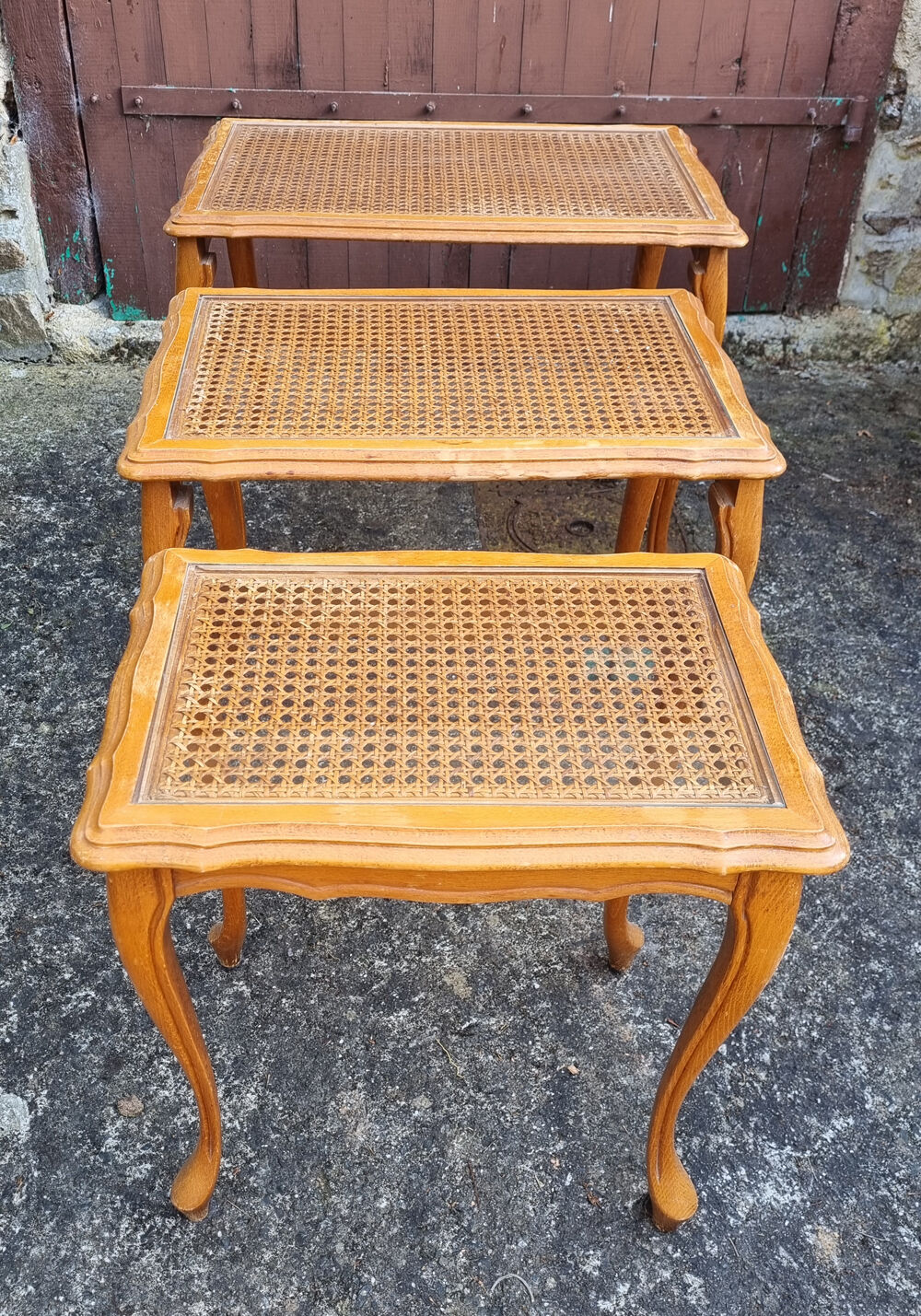 Louis XV style pull-out tables cannées, vintage, 60s