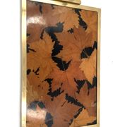 Hollywood regency brass and leaves resin tray, Montagnani Firenze Italy 1970s