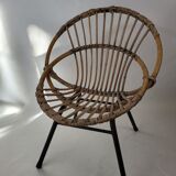 Children's armchair rattan and metal 60s