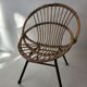 Fauteuil enfant rotin et métal années 60