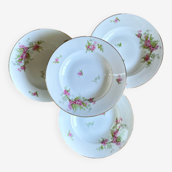 4 Limoges porcelain soup plates