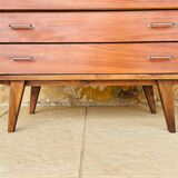 Vintage walnut commode with tapered legs circa 1950s