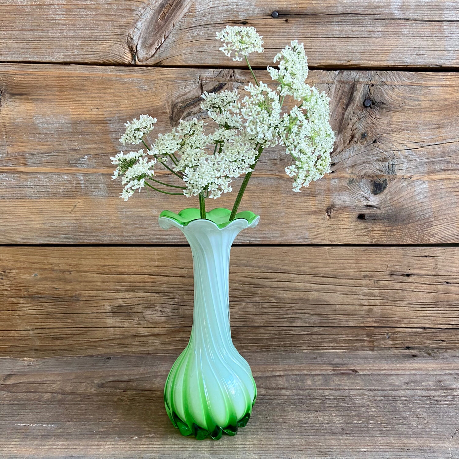 Green blown glass vase