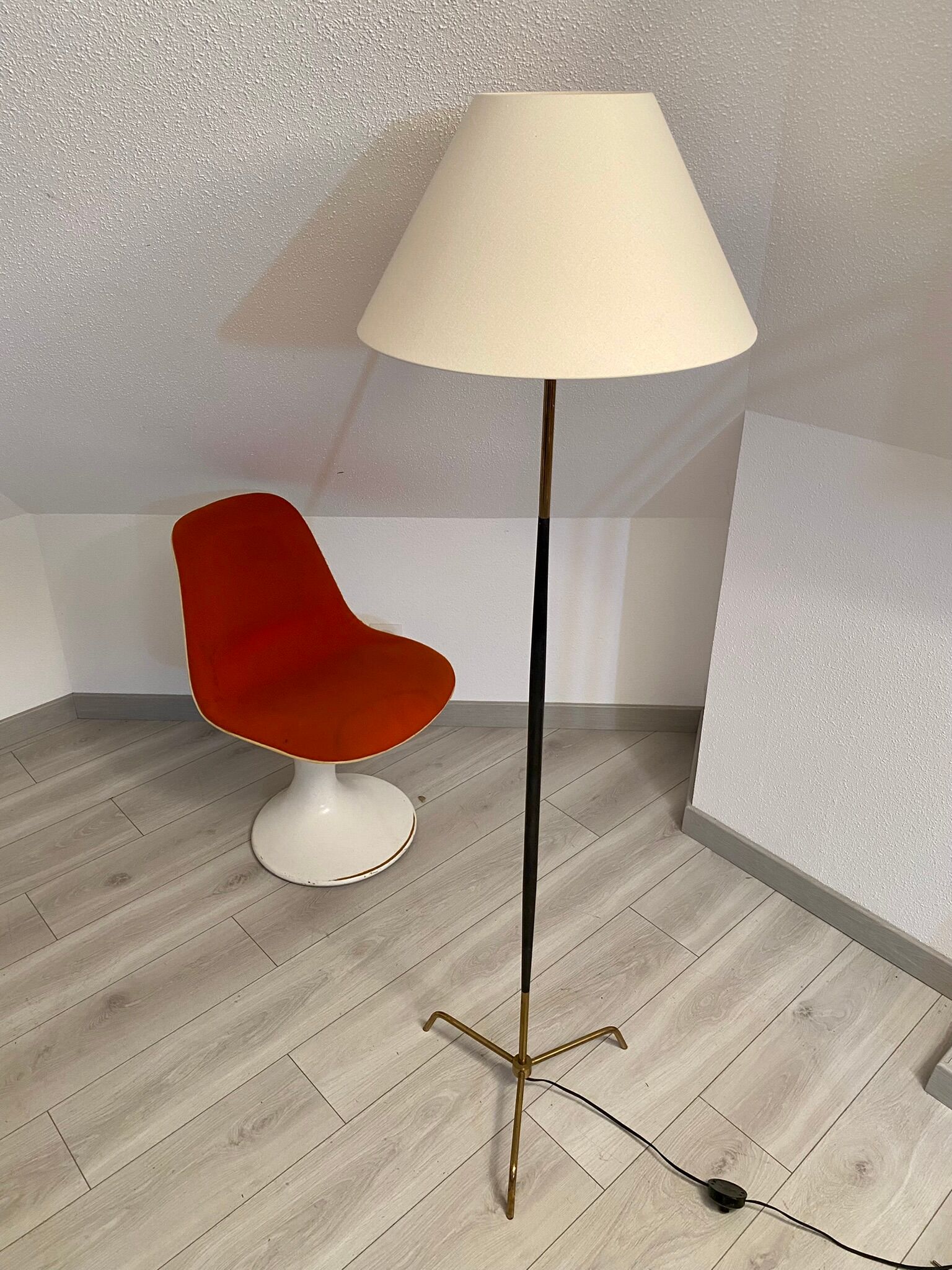 Floor lamp metal brass year 50 design Lunel / vintage