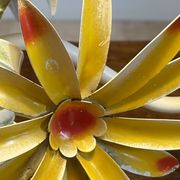 Vintage floral metal painted chandelier – 3 lights – 1970s