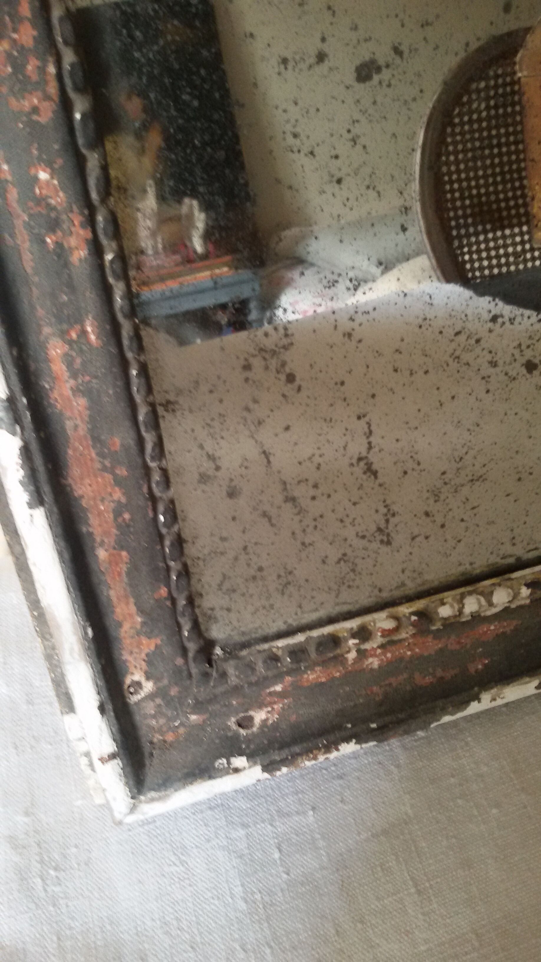 Beaded eighteenth weathered wooden mirror