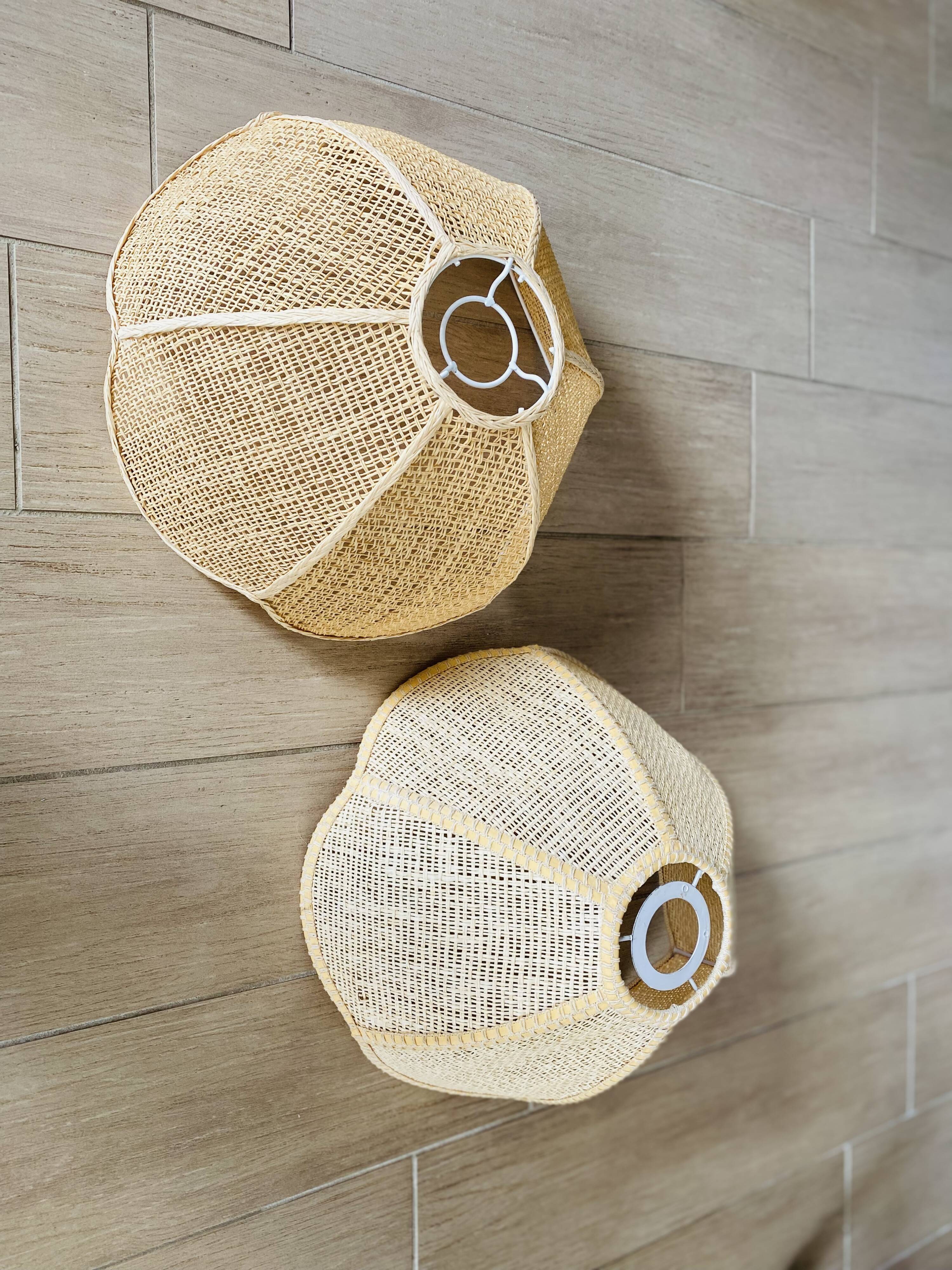 Duo d’abats jours vintage en osier