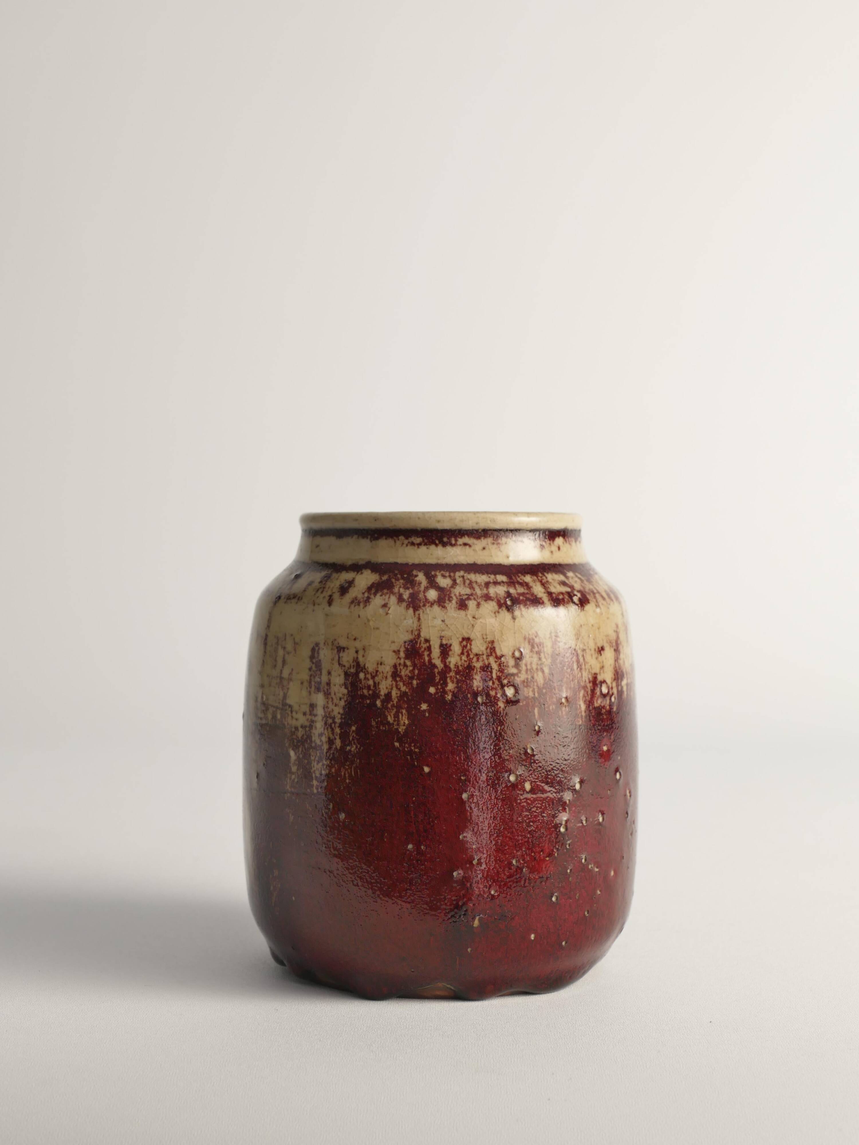 Unique Oxblood Glazed Stoneware Pieces, By Henning Nilsson, Set of 3