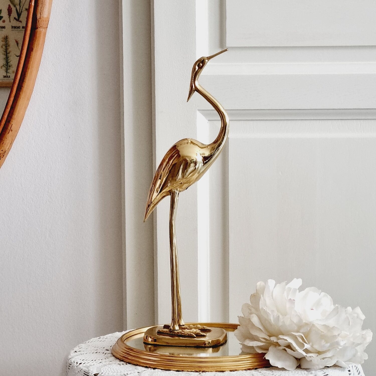 Ibis heron gilded brass