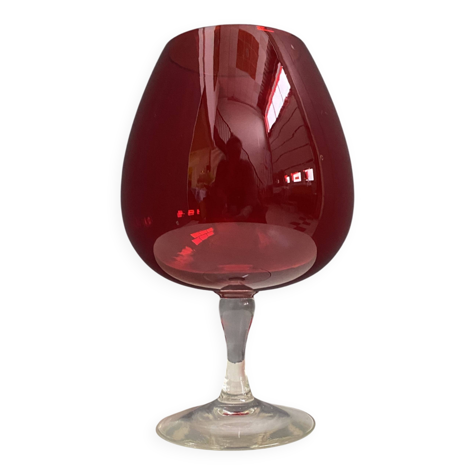 Empoli red large glass shape vase 1960s