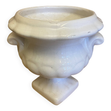 Vintage White Ceramic Médicis Vase Made in France #E016