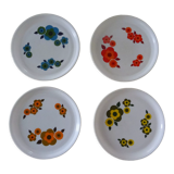 4 plates dessert flowers Arcopal lotus