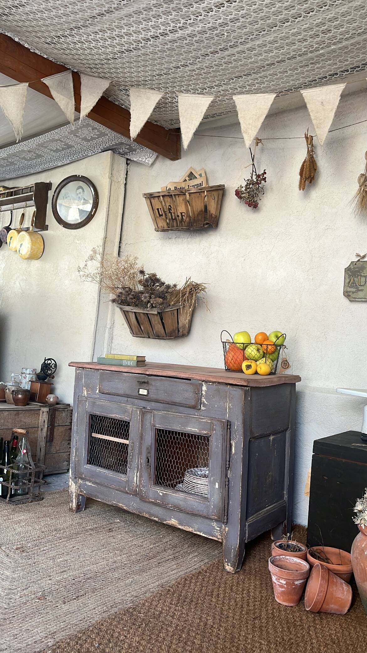 Rustic buffet with a patina