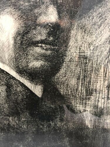 Gentleman portrait antique copper etching on paper drawing by emil zoir circa 1900s