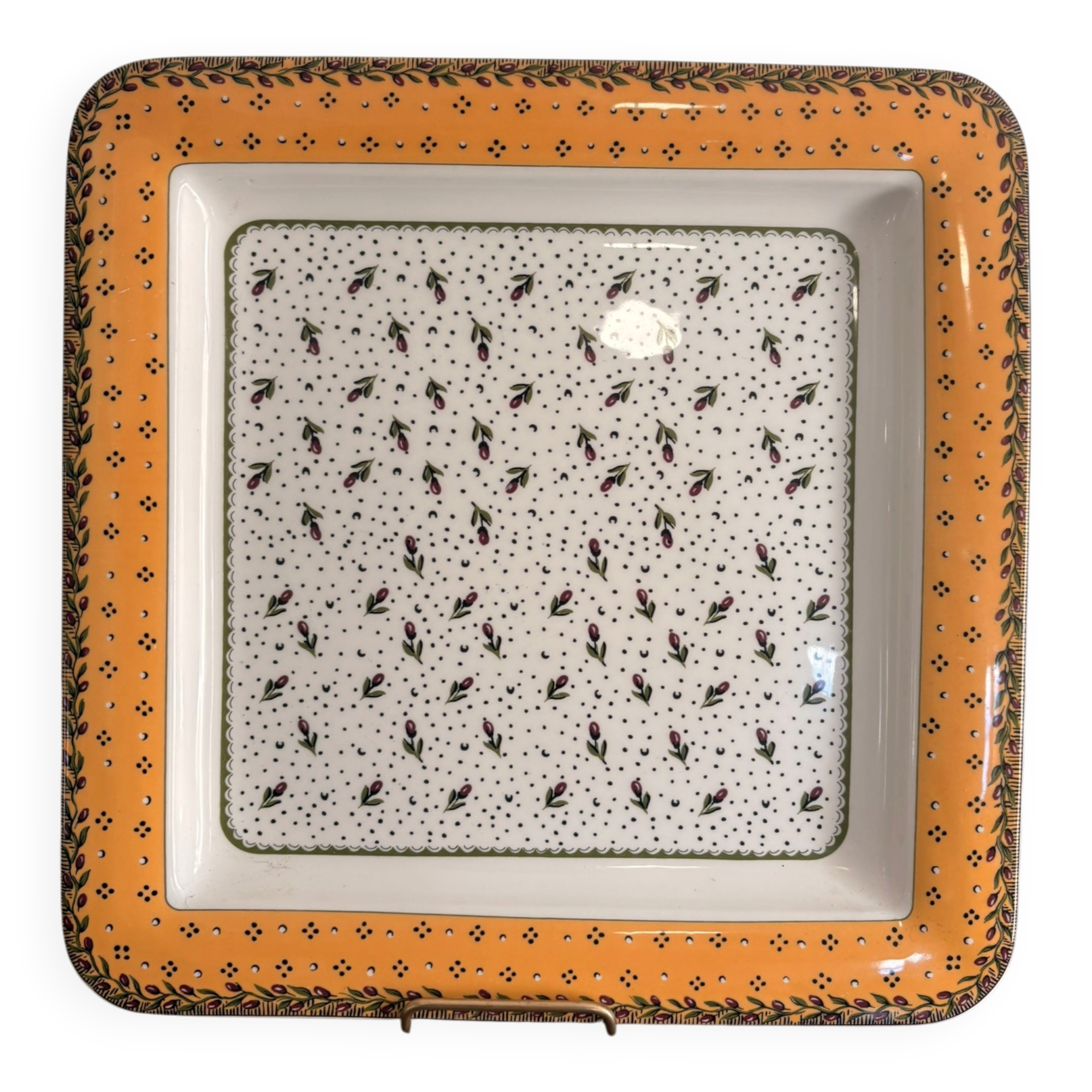 Large Square Plate Geneviève Lethu Mado Floral Decor 37x37cm
