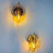 Pair of "Leaf" Murano pink glass wall sconces, Italy, 1970s