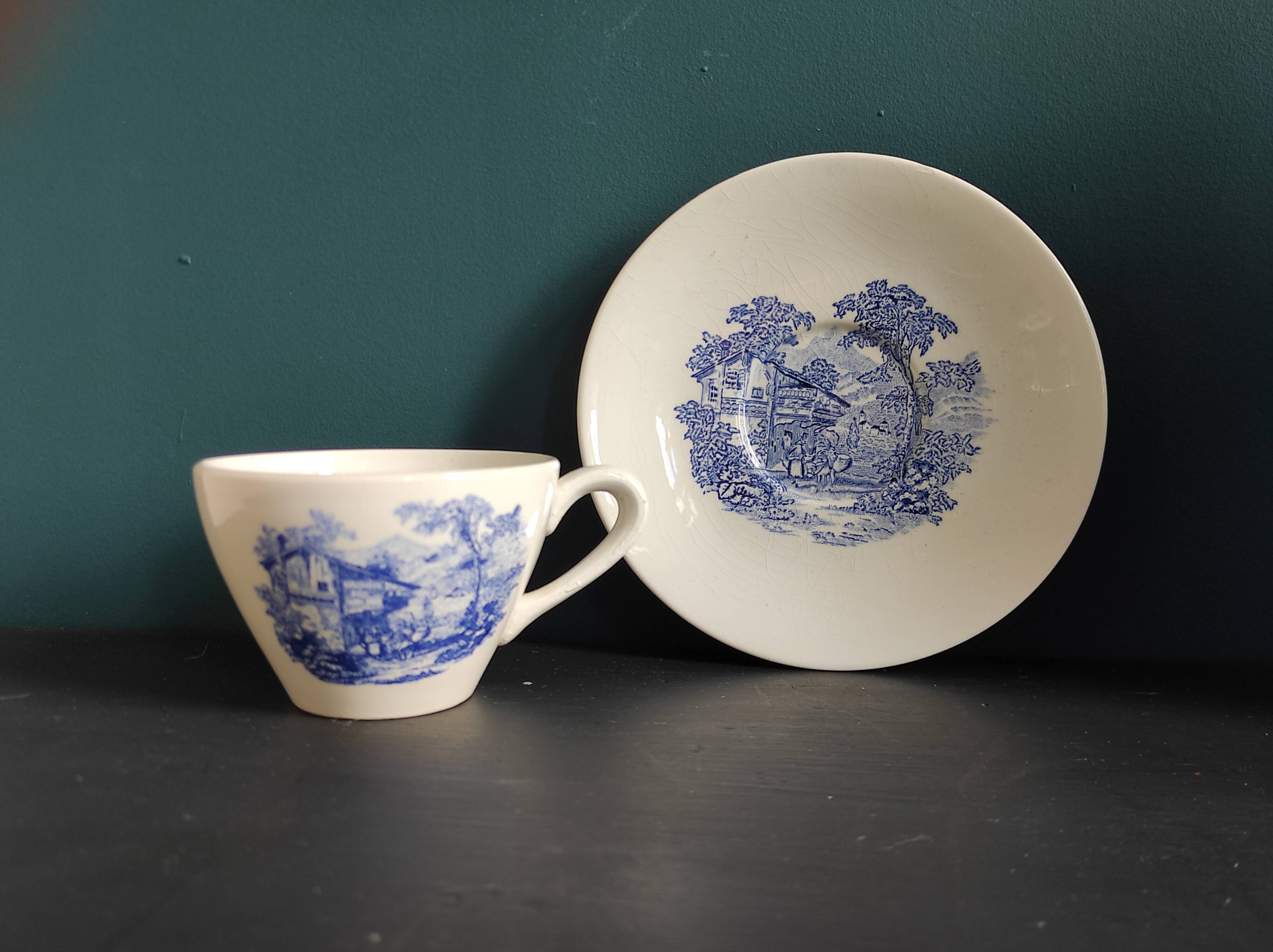 French Vintage Luneville porcelain coffee set