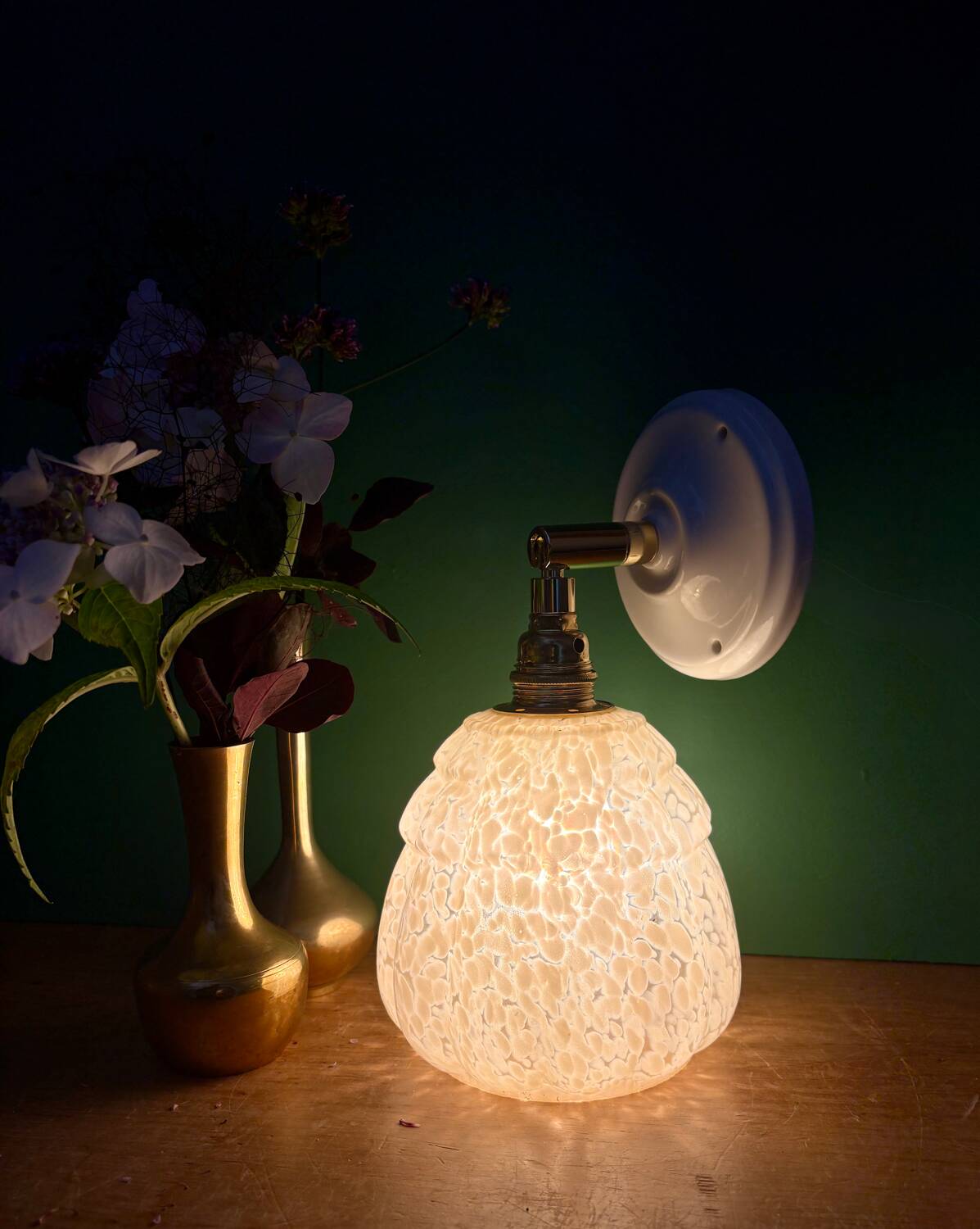 Vintage glass globe wall light in yellow from Clichy.