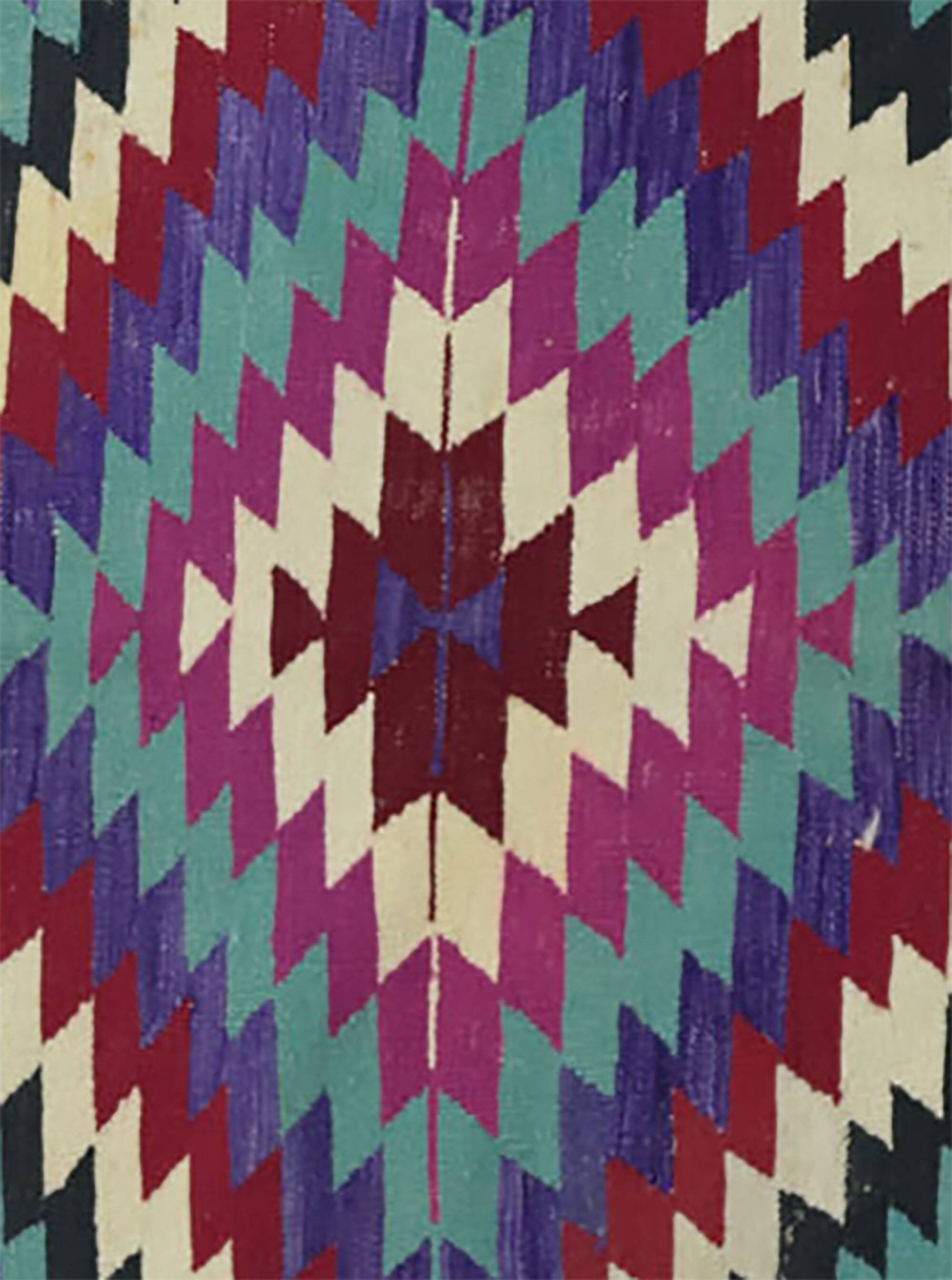 Turkish Kilim Yuruk Vintage 136x245 cm Geometric Pink Green Purple