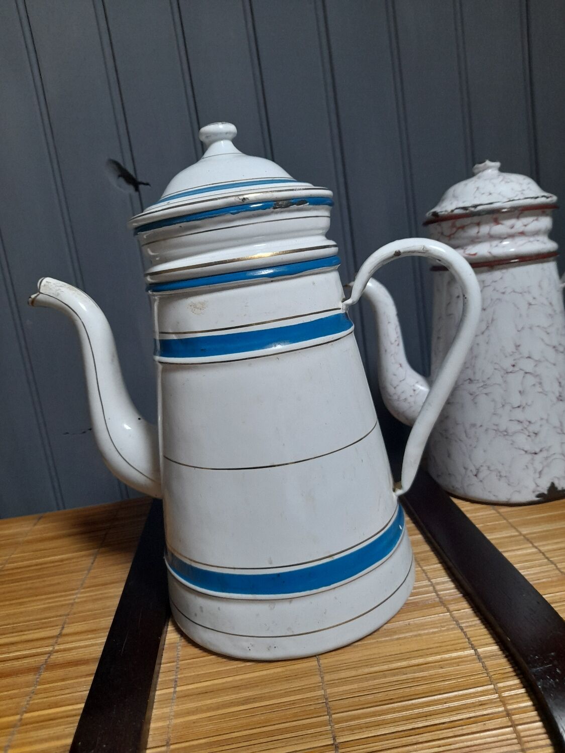 Old enameled coffee pot