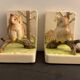 Pair of owl Japanese ceramic book greenhouses, 1980