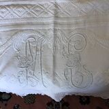 19th bed top in cotton piqué marked MC