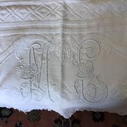 19th bed top in cotton piqué marked MC