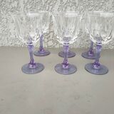 set of 6 purple stemmed crystal wine glasses