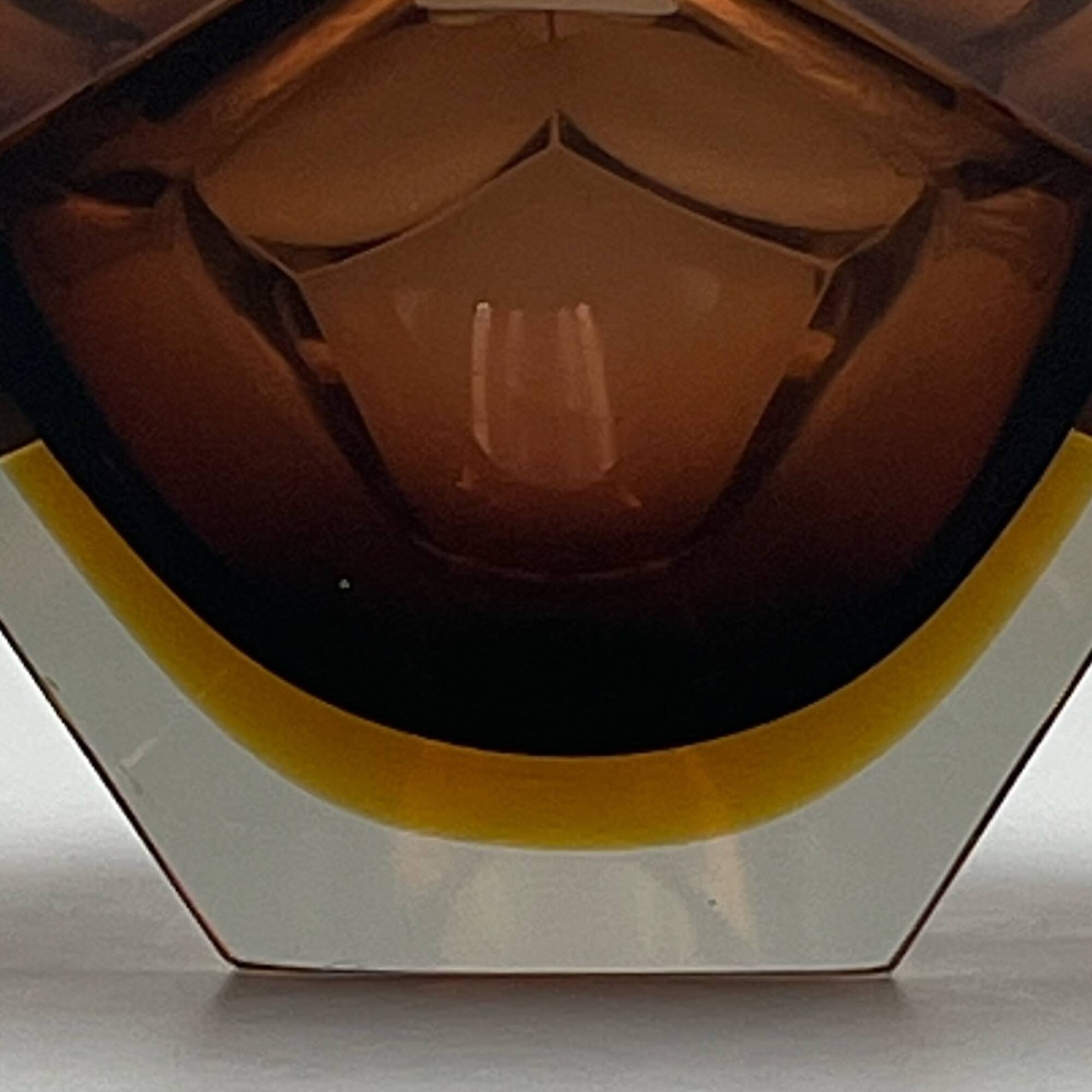 Murano Sommerso- Handmade Glass Vase in Hazelnut Brown and Gold, 1960s