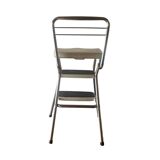 Vintage cosco step stool chair in chrome steel and white skai