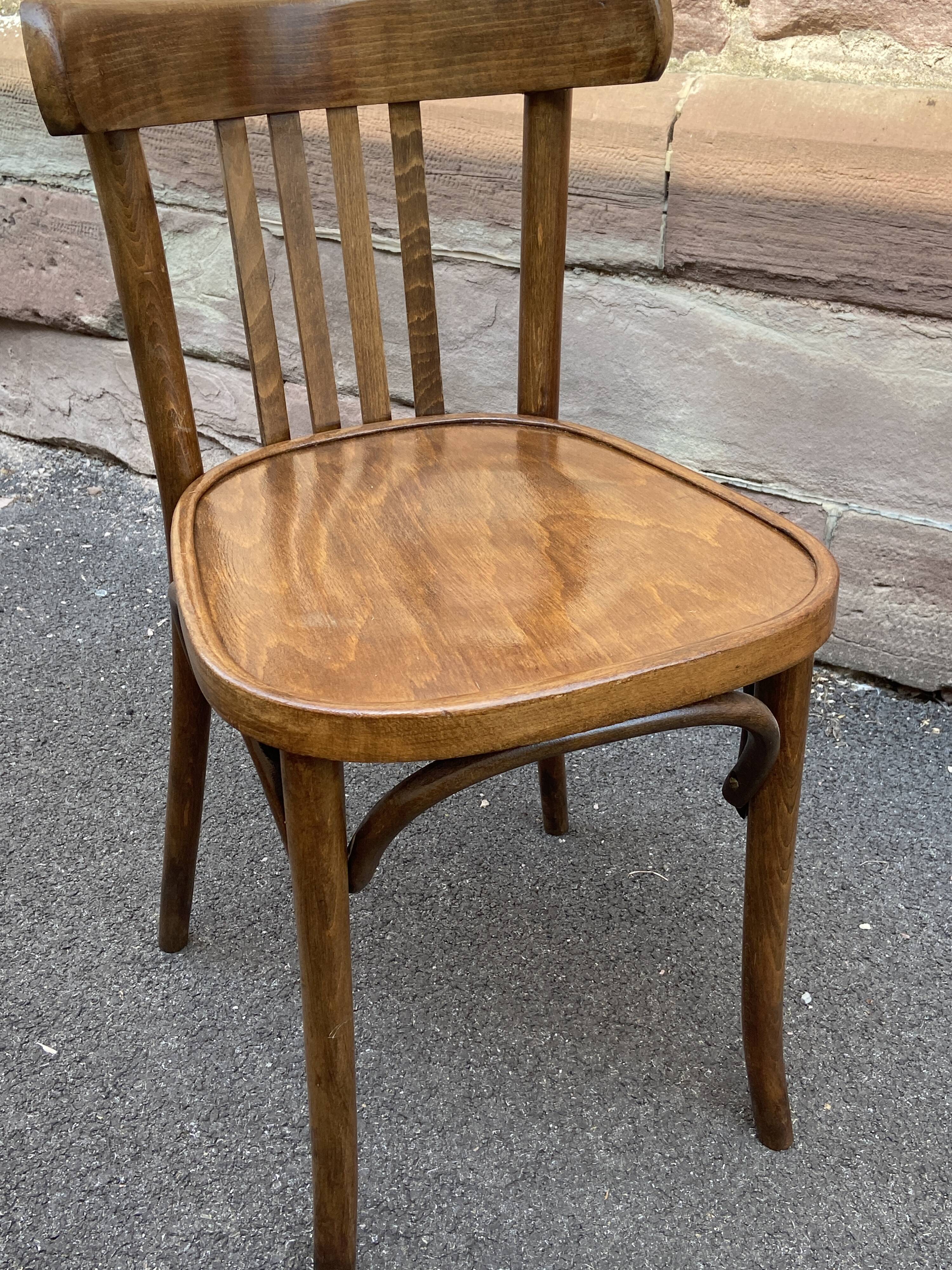 Set of 4 Viennese chairs Curved wood Restaurant Paris bistro Fischel 50s vintage Bentwood Ton st