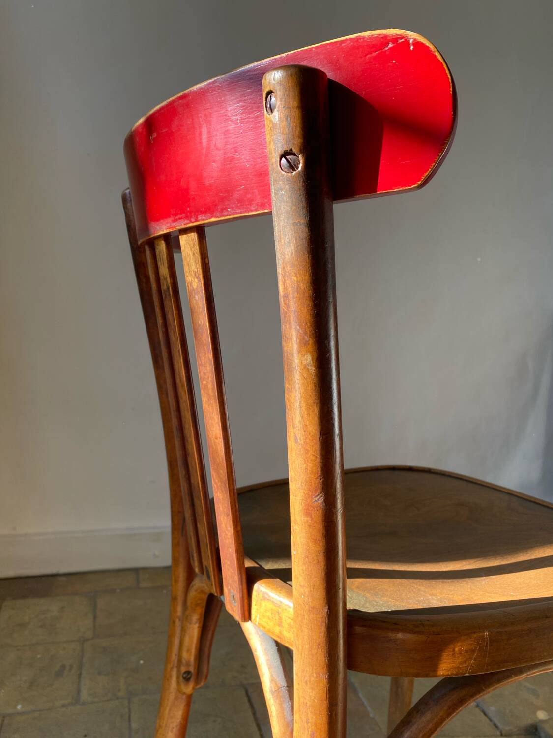 Pair of red Fischel chairs