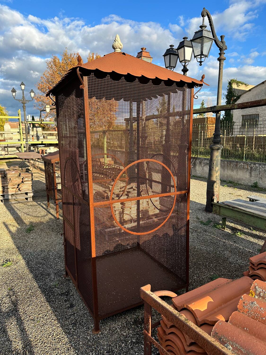 Handcrafted wrought iron aviary