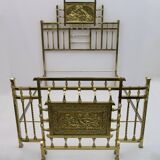 Lit double Art nouveau en laiton italien, début des années 1900