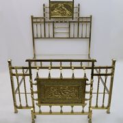 Art Nouveau Italian Brass Double Bed, Early 1900s