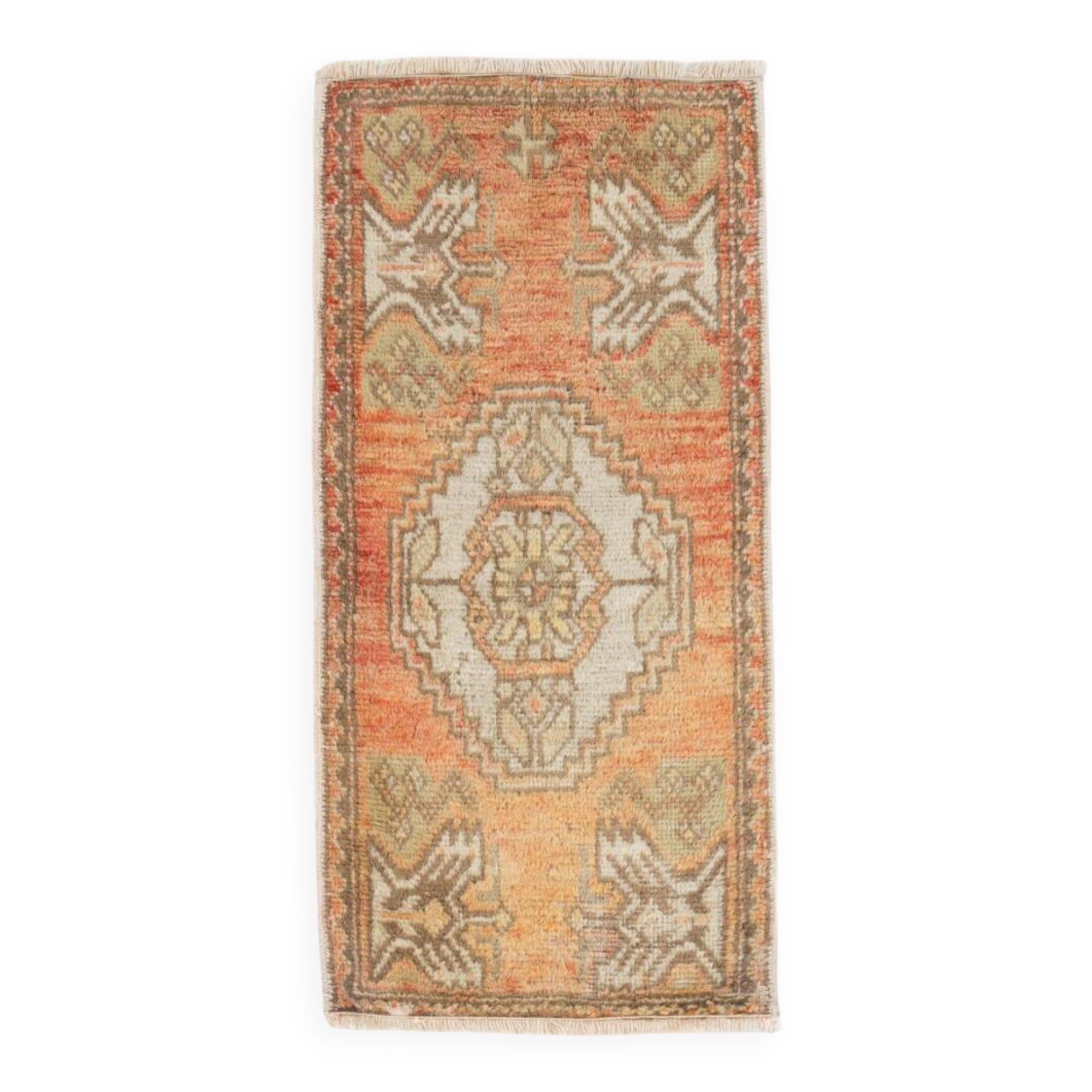 Hand-knotted Small Rug. Vintage Door Mat. Turkish Wool Seat Cover. Entryway Mat. Kitchen Rug